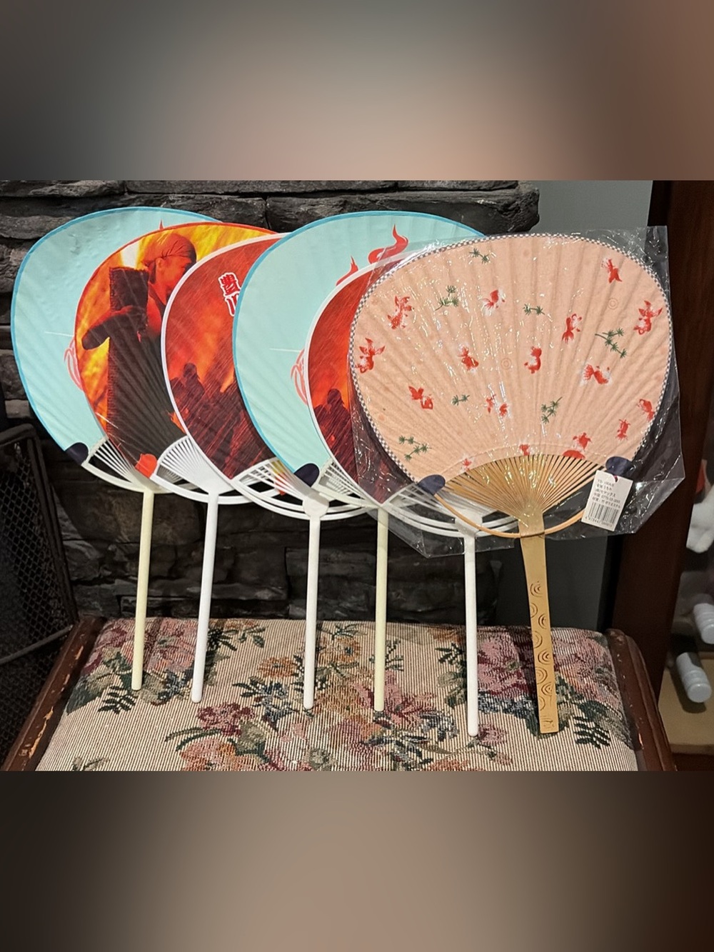 Set of 6 Japanese Uchiwa Hand Fans